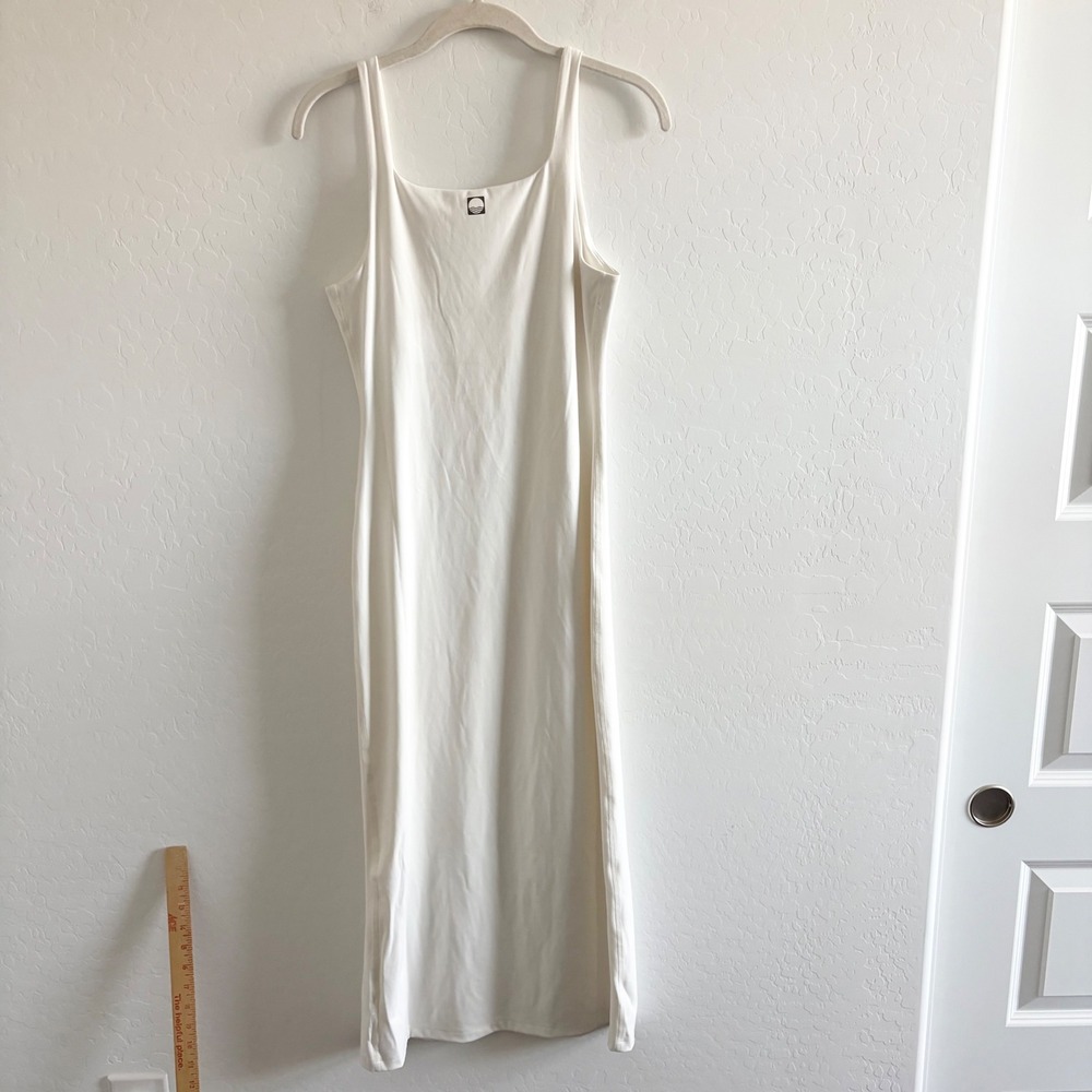 Daily Practice Anthropologie White Scoop Neck Midi Dress Side Slit Small NEW - Picture 8 of 9